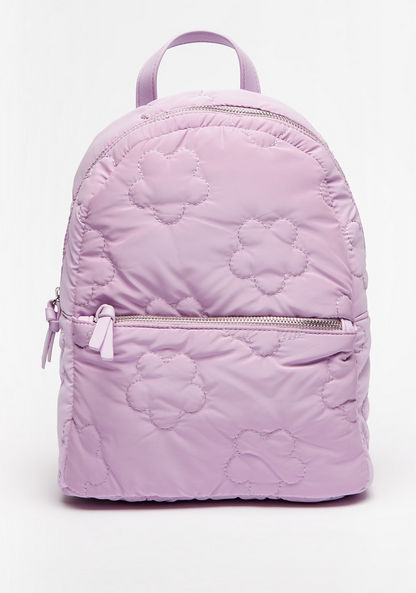 Missy Floral Backpack with Quilted Pattern and Zip Closure-Women%27s Backpacks-image-1