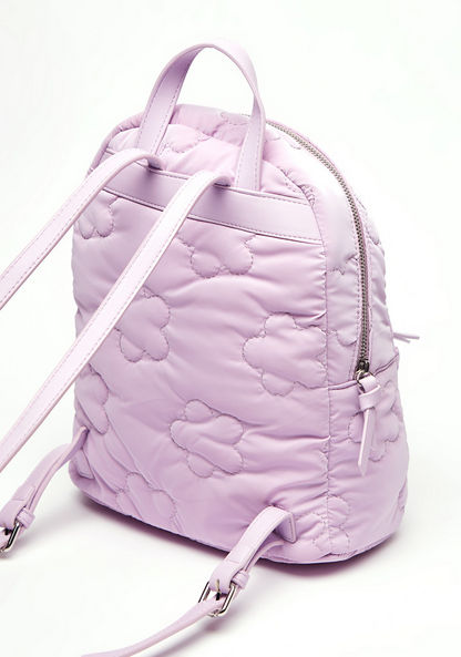 Missy Floral Backpack with Quilted Pattern and Zip Closure-Women%27s Backpacks-image-3