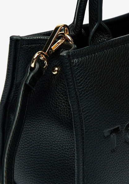 Haadana Embossed Tote Bag with Detachable Strap and Zip Closure