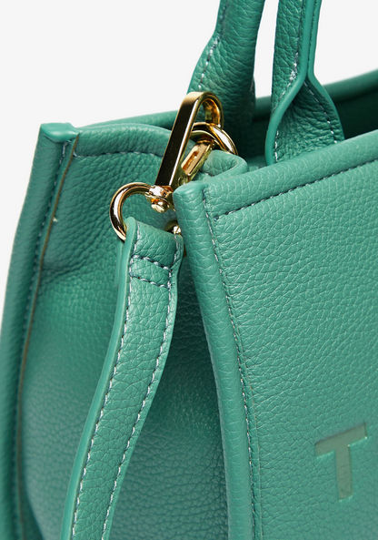 Haadana Embossed Tote Bag with Detachable Strap and Zip Closure-Women%27s Handbags-image-3