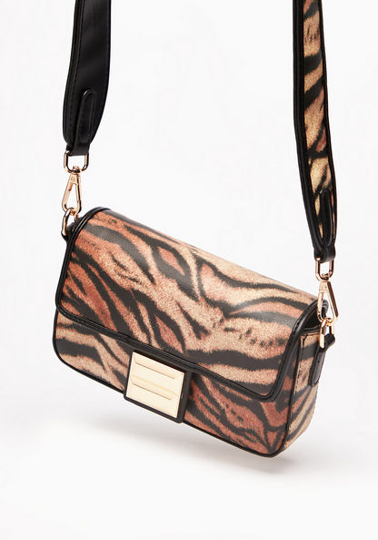 Haadana Animal Print Crossbody Bag with Detachable Straps and Flap Closure-Women%27s Handbags-image-1