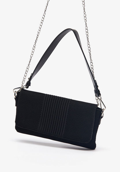 Haadana Knitted Shoulder Bag with Flap Closure-Women%27s Handbags-image-1