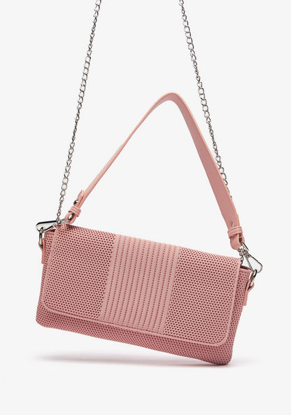 Haadana Knitted Shoulder Bag with Flap Closure