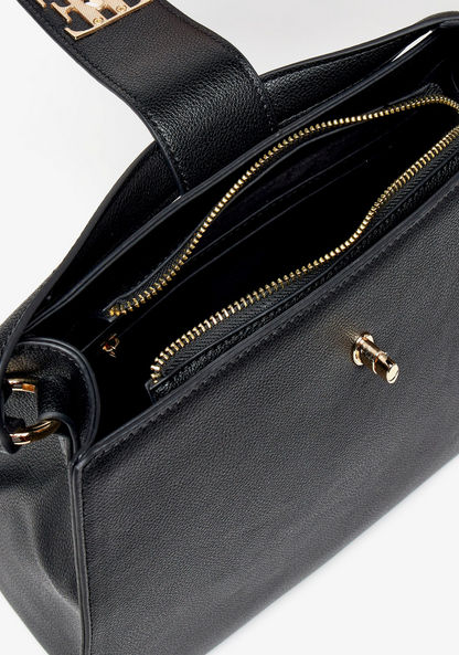 Elle Solid Tote Bag with Grab Handle and Twist Lock Closure-Women%27s Handbags-image-4