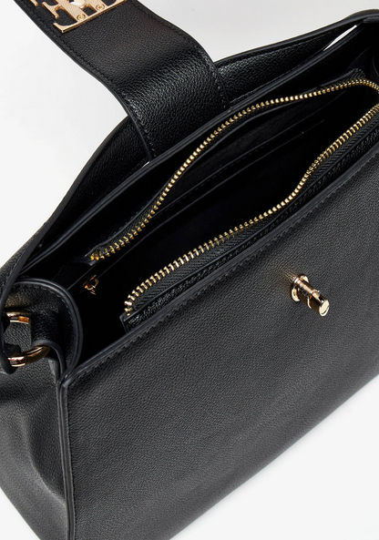 Elle Solid Tote Bag with Grab Handle and Twist Lock Closure