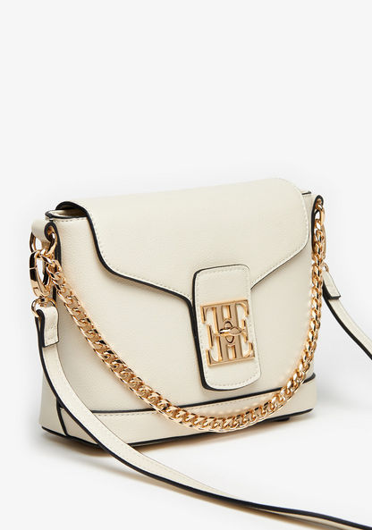 Elle Solid Crossbody Bag with Chain Strap and Twist Lock Closure