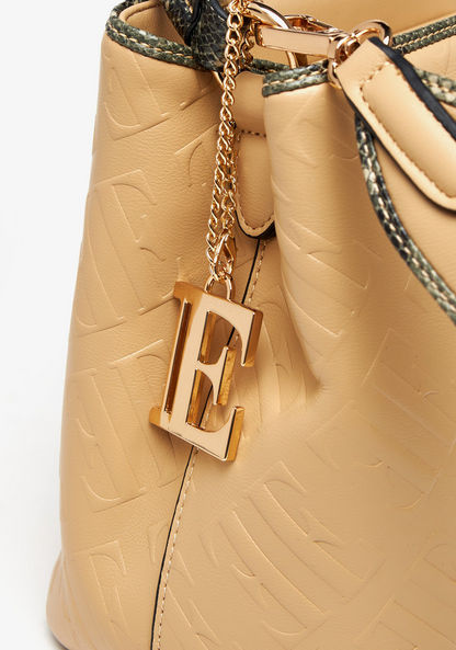 Elle Embossed Monogram Tote Bag with Grab Handle and Detachable Strap