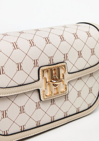 Elle Monogram Printed Crossbody Bag with Adjustable Strap and Twist Lock Closure-Women%27s Handbags-image-3