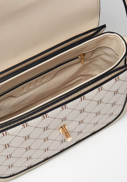 Elle Monogram Printed Crossbody Bag with Adjustable Strap and Twist Lock Closure-Women%27s Handbags-image-4