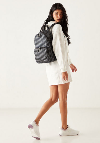 Lee Cooper Printed Backpack with Zip Closure and Adjustable Shoulder Straps-Women%27s Backpacks-image-5