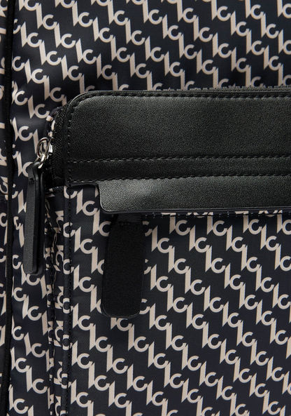 Lee Cooper Printed Backpack with Zip Closure and Adjustable Shoulder Straps-Women%27s Backpacks-image-3