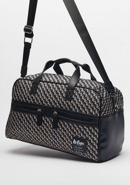 Lee Cooper Printed Bowler Bag with Adjustable Strap and Zip Closure-Women%27s Handbags-image-1