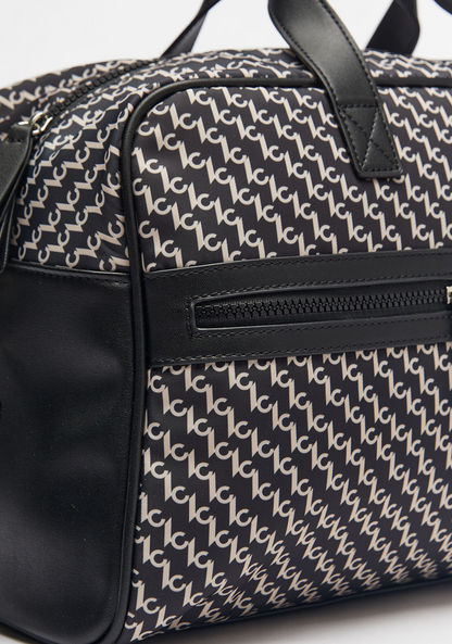 Lee Cooper Printed Bowler Bag with Adjustable Strap and Zip Closure-Women%27s Handbags-image-3