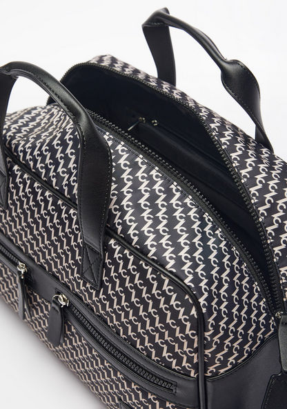 Lee Cooper Printed Bowler Bag with Adjustable Strap and Zip Closure-Women%27s Handbags-image-4