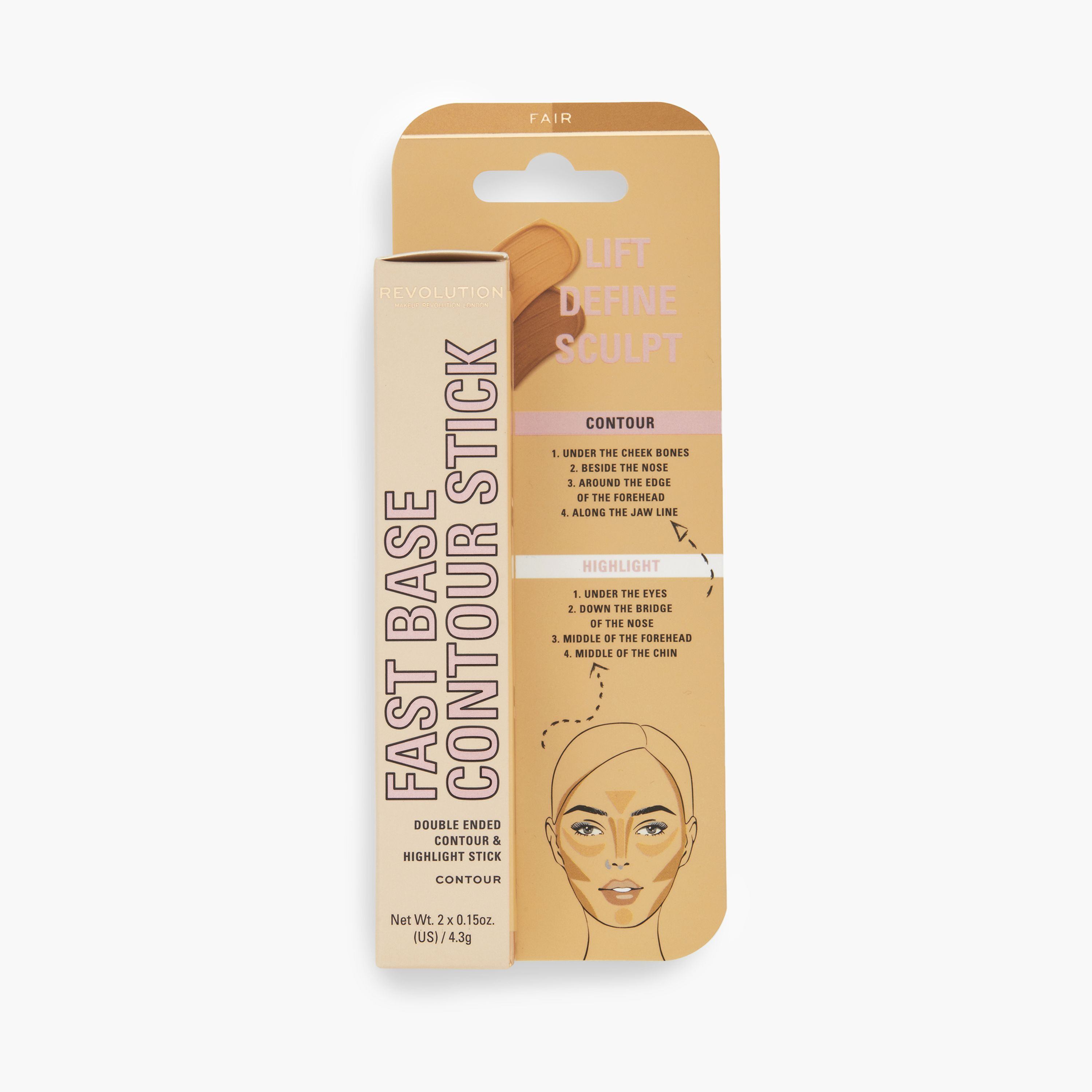 Makeup Revolution Fast Base Contour and Highlight Stick - 4.3 gms-beautyandpersonalcare-makeup-face-highlighters-image-1