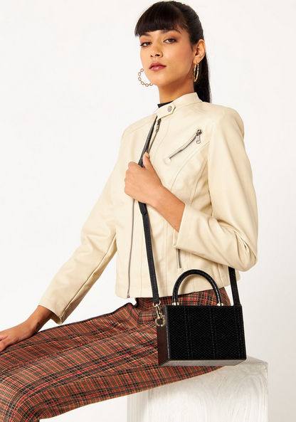Celeste Textured Boxy Crossbody Bag with Detachable Strap