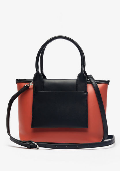Missy Colourblock Tote Bag with Double Handle and Zip Closure