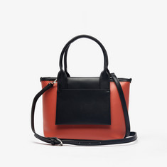Missy Colourblock Tote Bag with Double Handle and Zip Closure