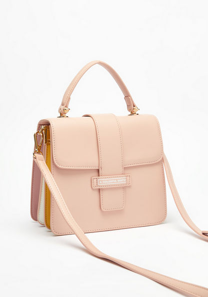 Missy Satchel Bag with Detachable Strap and Button Closure