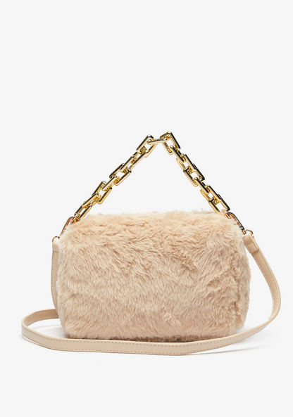 Haadana Textured Crossbody Bag with Fur Detailing-Women%27s Handbags-image-0
