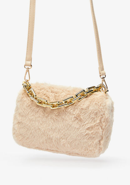Haadana Textured Crossbody Bag with Fur Detailing-Women%27s Handbags-image-1