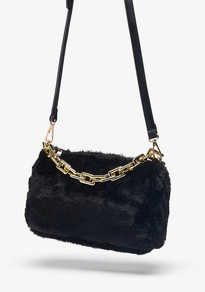 Haadana Textured Crossbody Bag with Fur Detailing-Women%27s Handbags-image-1