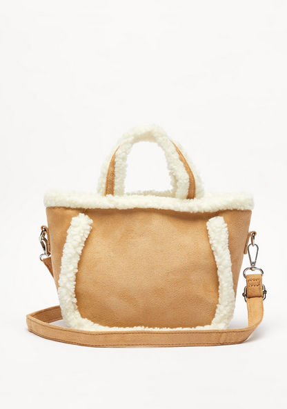 Missy Crossbody Bag with Fur Detail and Double Handle