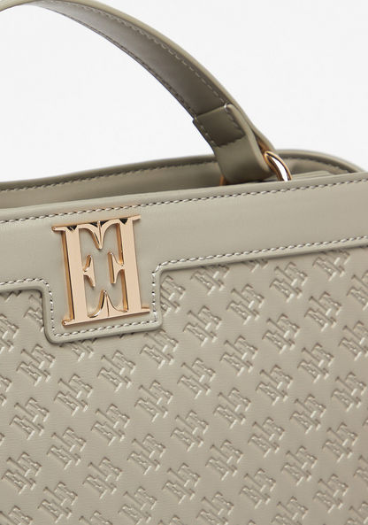 Elle Embossed Tote Bag with Zip Closure-Women%27s Handbags-image-4