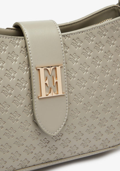 Elle Embossed Crossbody Bag with Adjustable Strap and Zip Closure
