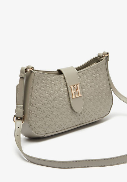 Elle Embossed Crossbody Bag with Adjustable Strap and Zip Closure