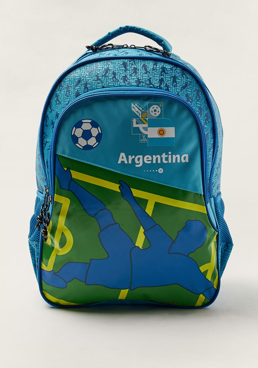 FWC Argentina Print 18-inch Backpack with Zip Closure and Mesh Pockets-Backpacks-image-0