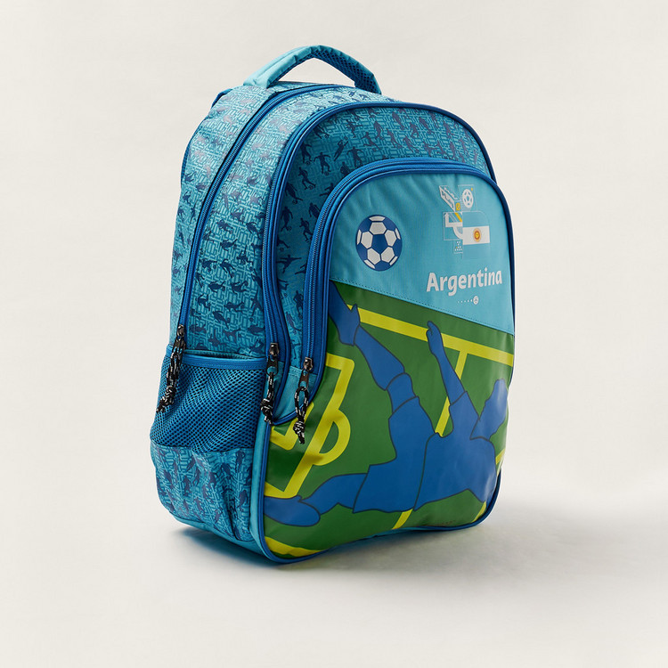 FWC Argentina Print 18-inch Backpack with Zip Closure and Mesh Pockets
