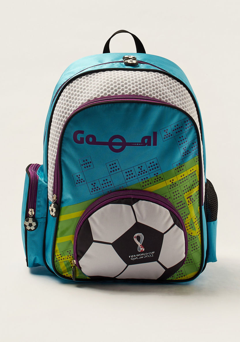 FWC FIFA Print Backpack with Zip Closure and Adjustable Straps-Backpacks-image-0