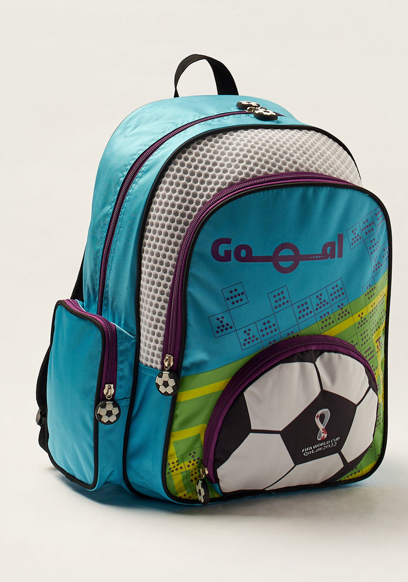 FWC FIFA Print Backpack with Zip Closure and Adjustable Straps-Backpacks-image-1