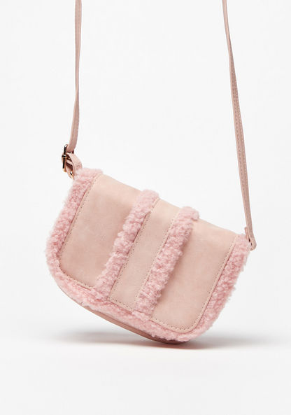 Little Missy Plush Textured Nubuck Crossbody Bag with Flap Closure