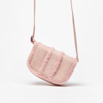 Little Missy Plush Textured Nubuck Crossbody Bag with Flap Closure-Girl%27s Bags-image-1
