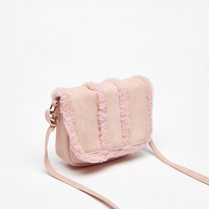 Little Missy Plush Textured Nubuck Crossbody Bag with Flap Closure-Girl%27s Bags-image-2