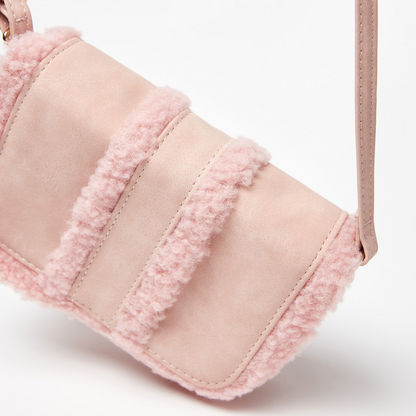 Little Missy Plush Textured Nubuck Crossbody Bag with Flap Closure-Girl%27s Bags-image-3