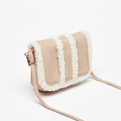 Little Missy Plush Textured Nubuck Crossbody Bag with Flap Closure-Girl%27s Bags-image-2