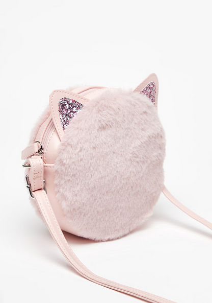 Little Missy Cat Plush Textured Crossbody Bag with Ear Appliques