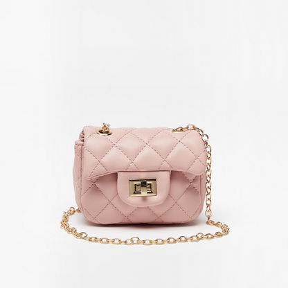 Little Missy Textured Crossbody Bag with Twist and Lock Closure-Girl%27s Bags-image-0