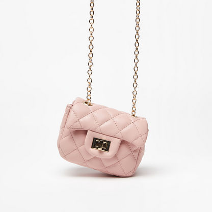 Little Missy Textured Crossbody Bag with Twist and Lock Closure-Girl%27s Bags-image-1
