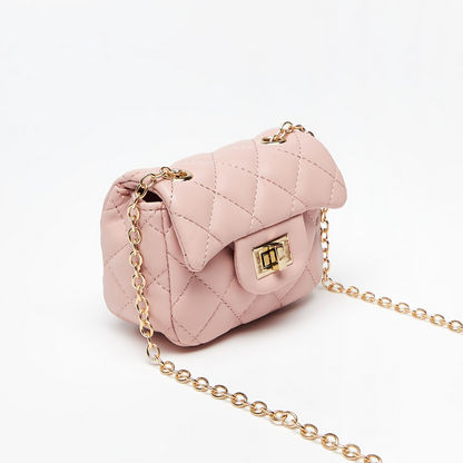 Little Missy Textured Crossbody Bag with Twist and Lock Closure-Girl%27s Bags-image-4