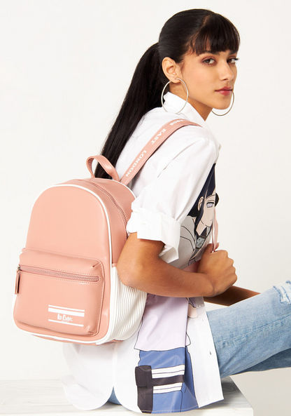 Lee Cooper Solid Backpack with Zip Closure-Women%27s Backpacks-image-0