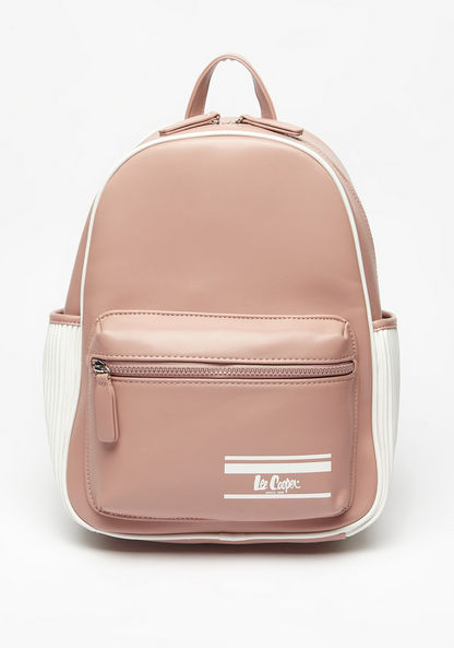 Lee Cooper Solid Backpack with Zip Closure-Women%27s Backpacks-image-1