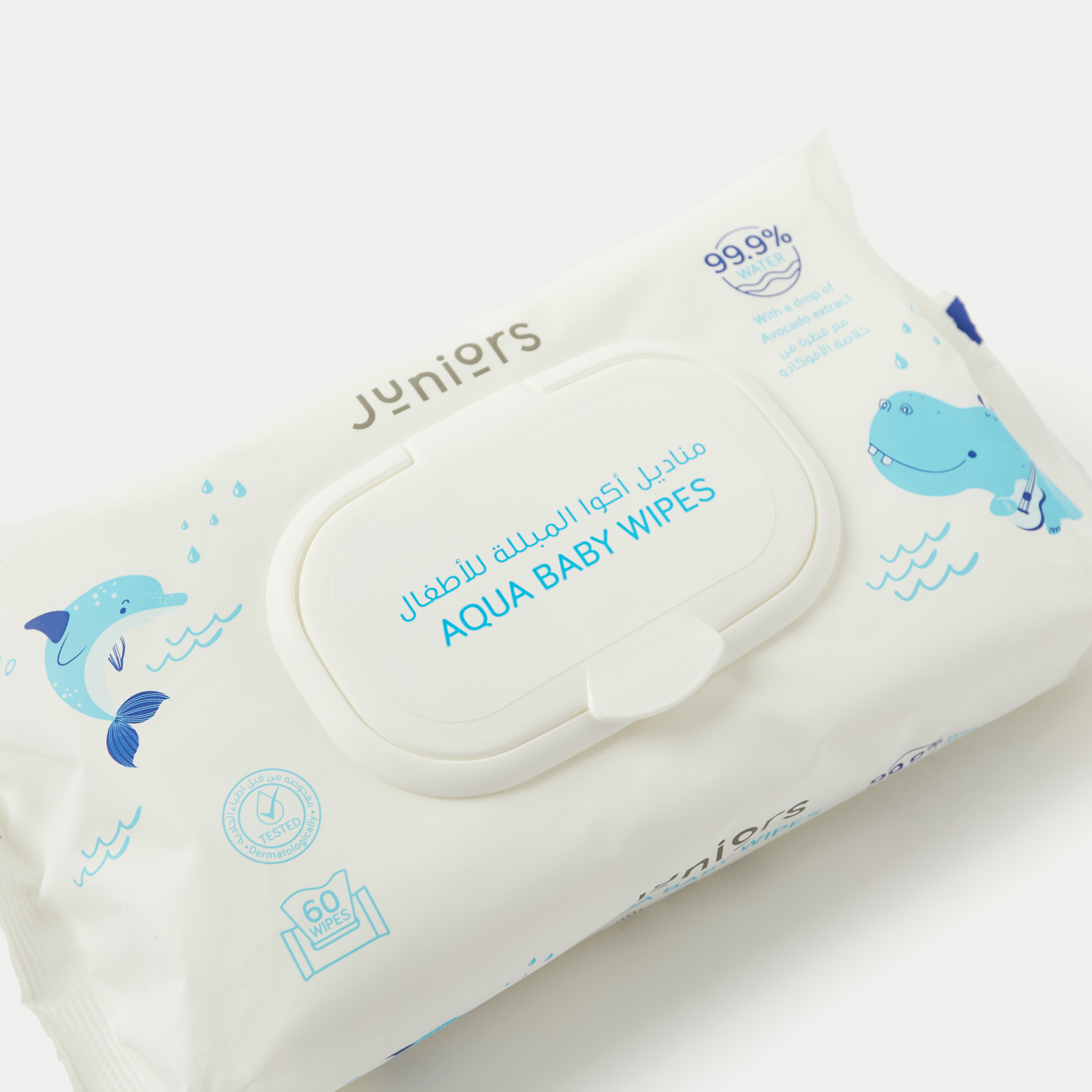 Juniors Aqua Baby Wipes - 60 Sheets-baby-diapering-babywipes-image-5