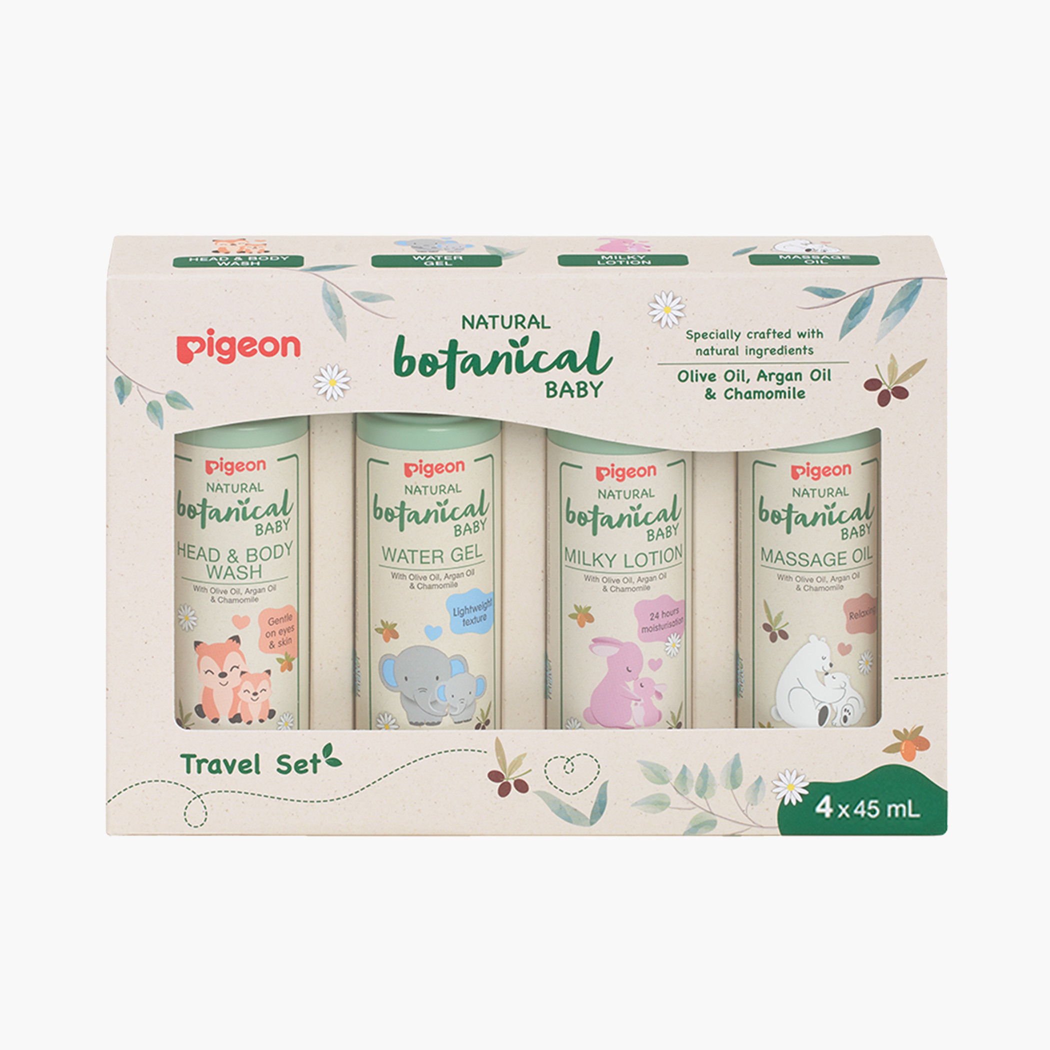 Pigeon 4-Piece Natural Botanical Baby Bath Travel Set-baby-bathandcare-hairbodyskincare-image-1
