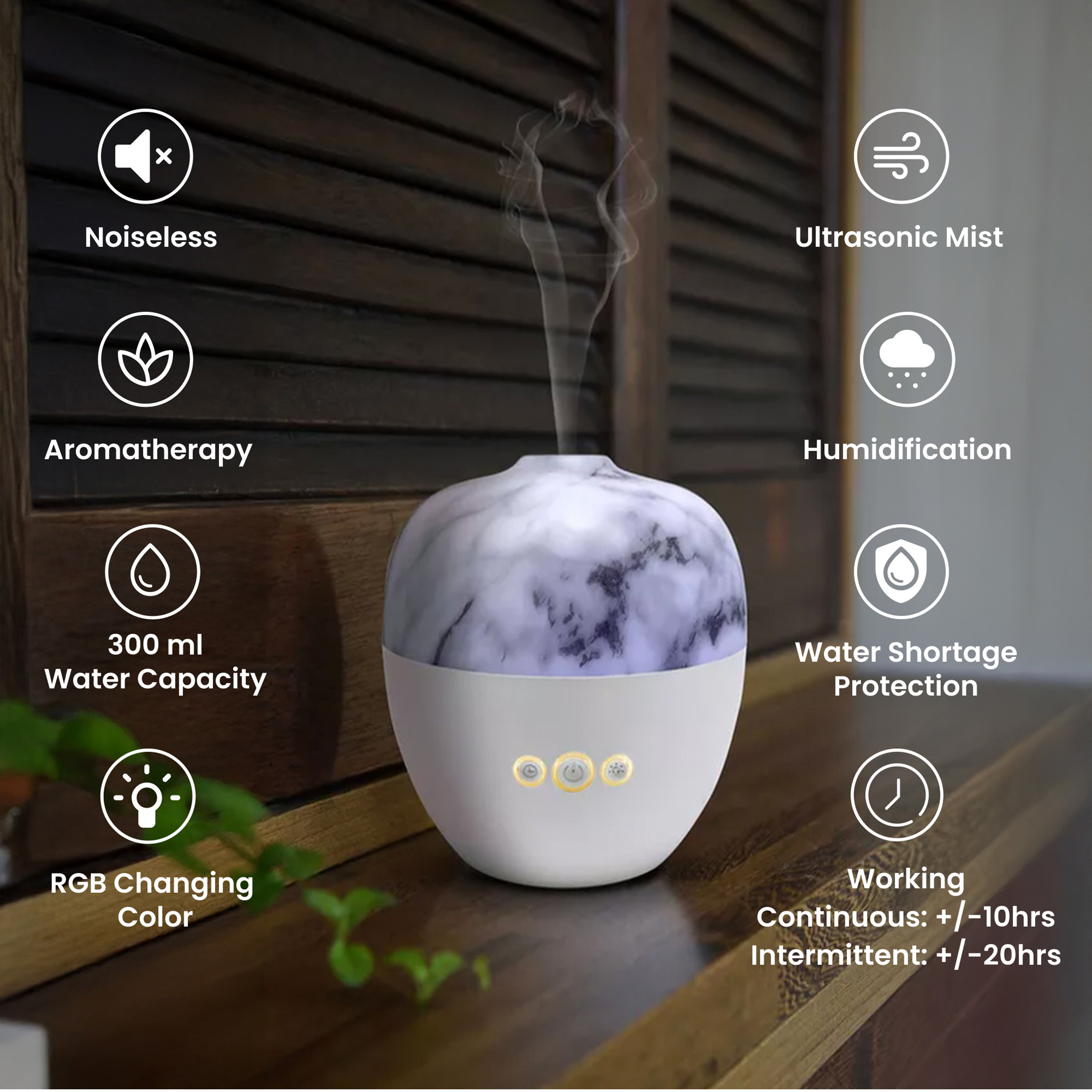 Emma Ultrasonic Aroma Electric Diffuser - 300 ml-household-homefragrance-airrevitalisersandhumidifiers-image-2