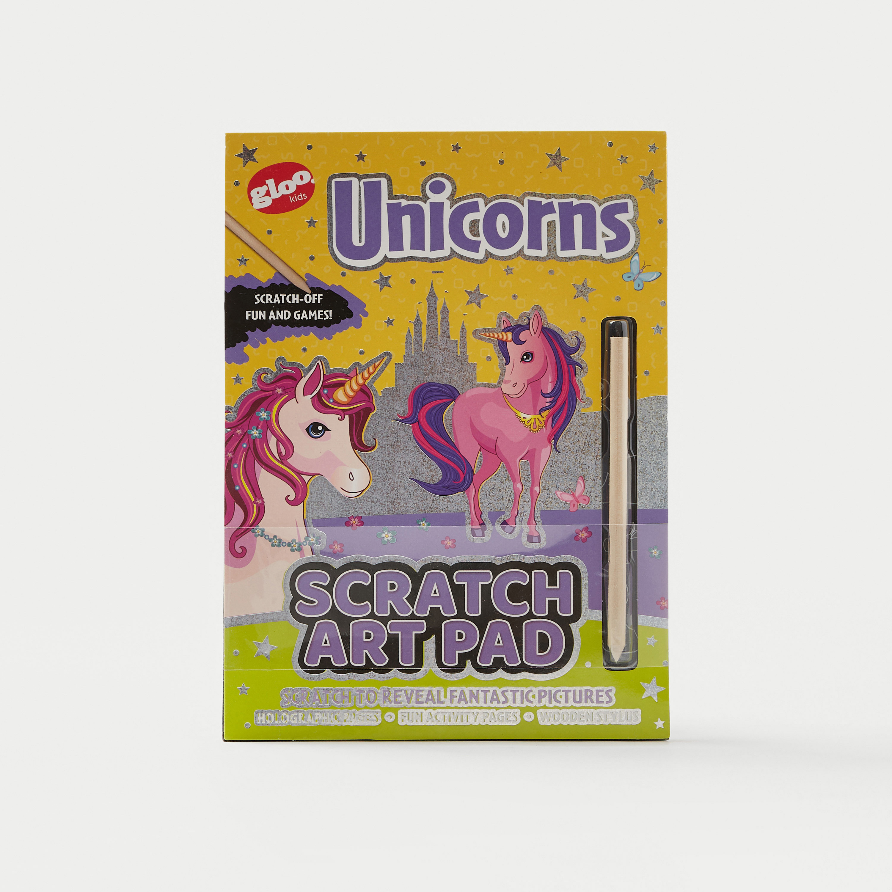 Gloo Unicorns Scratch Art Pad with Wooden Stylus-school-artsandcrafts-image-1