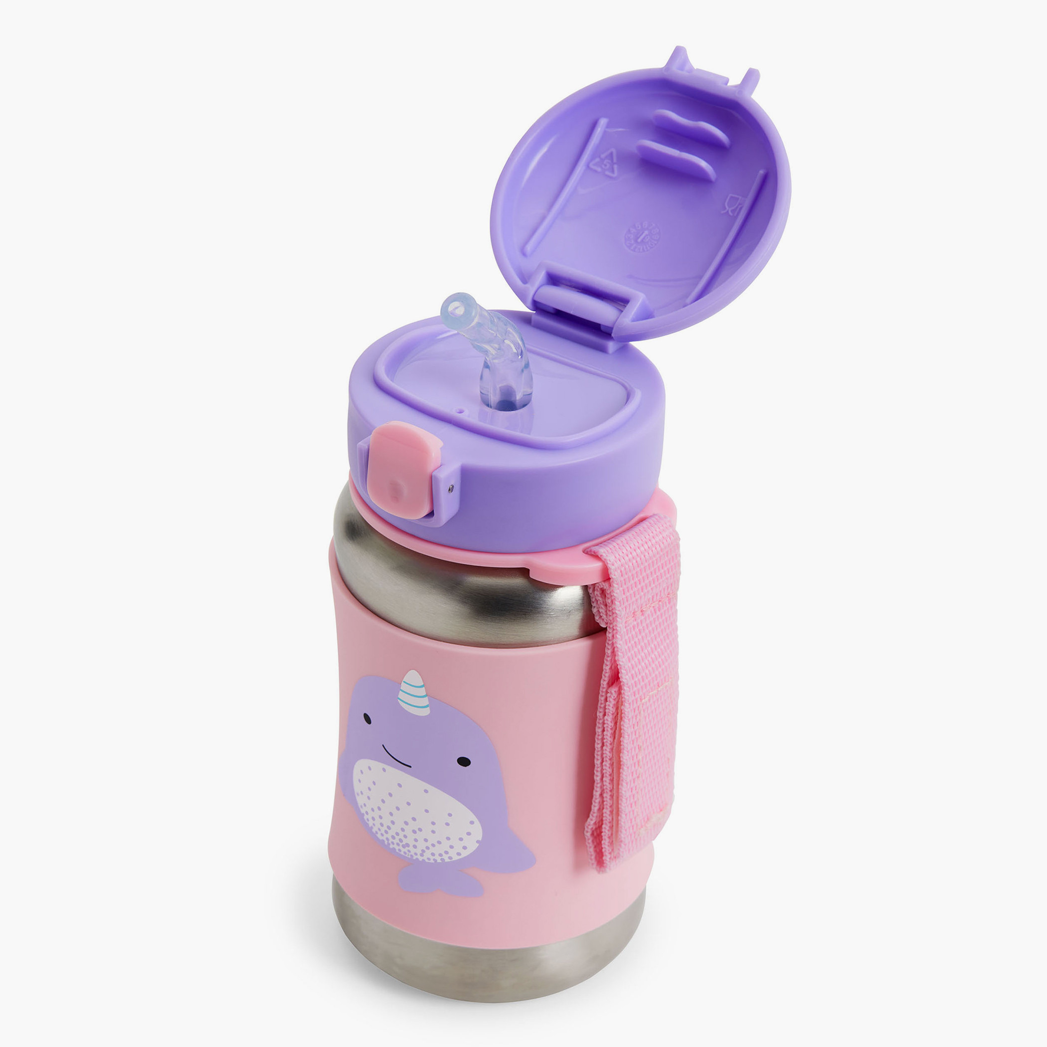 Skip Hop Zoo Narwhal Print Stainless Steel Straw Bottle-school-waterbottles-image-2